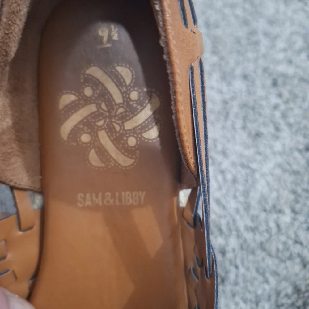 Sam & Libby Faux Leather Woven Espadrilles - 9½ - Saddle Brown